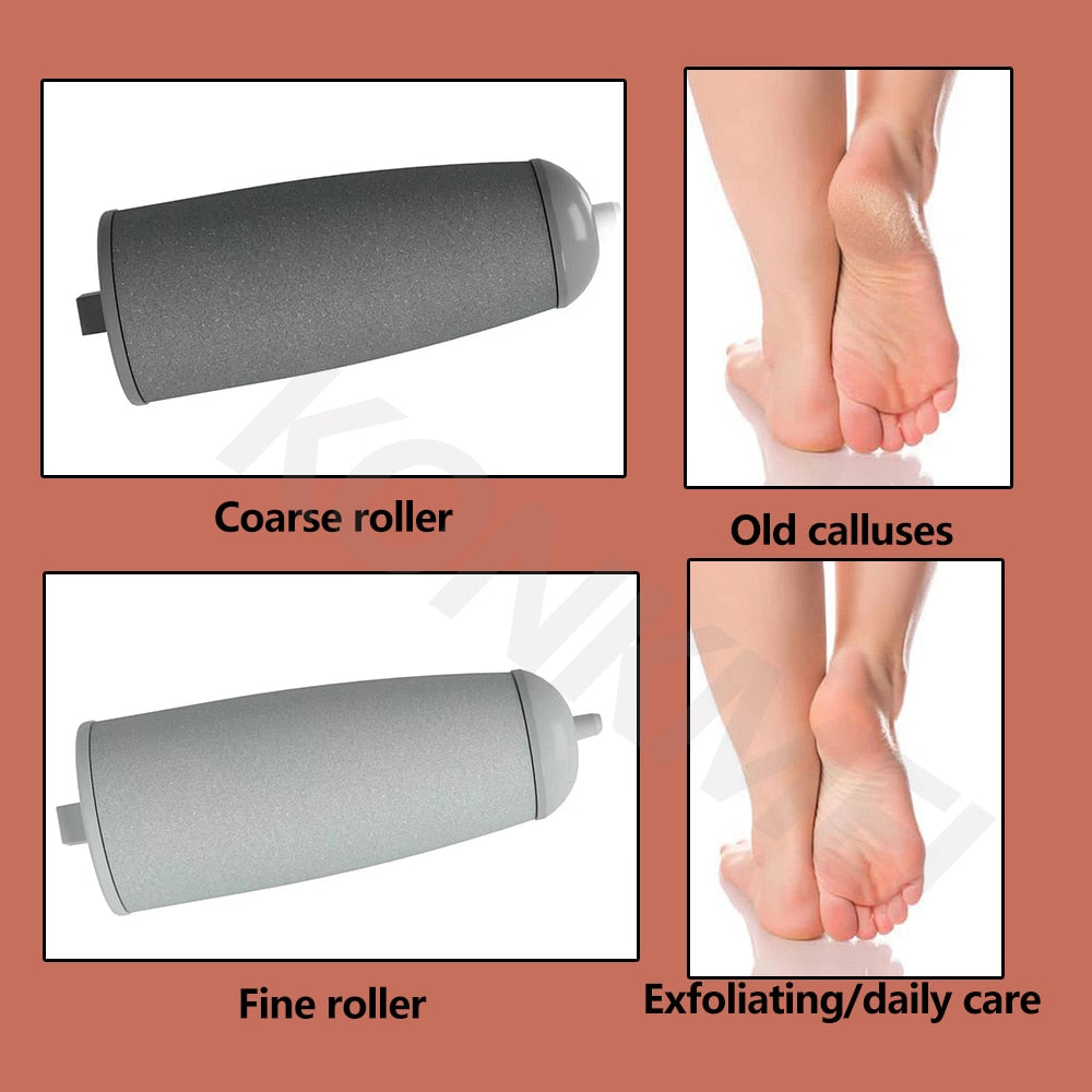 Electric foot filer for smooth feet, callus remover device for effective foot care and exfoliation.